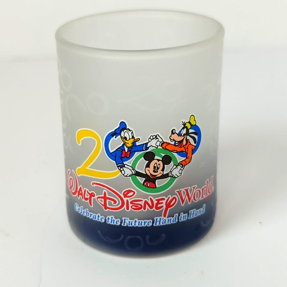 Vintage 2000 Walt Disney World Millennium Frosted Shot Glass Mickey